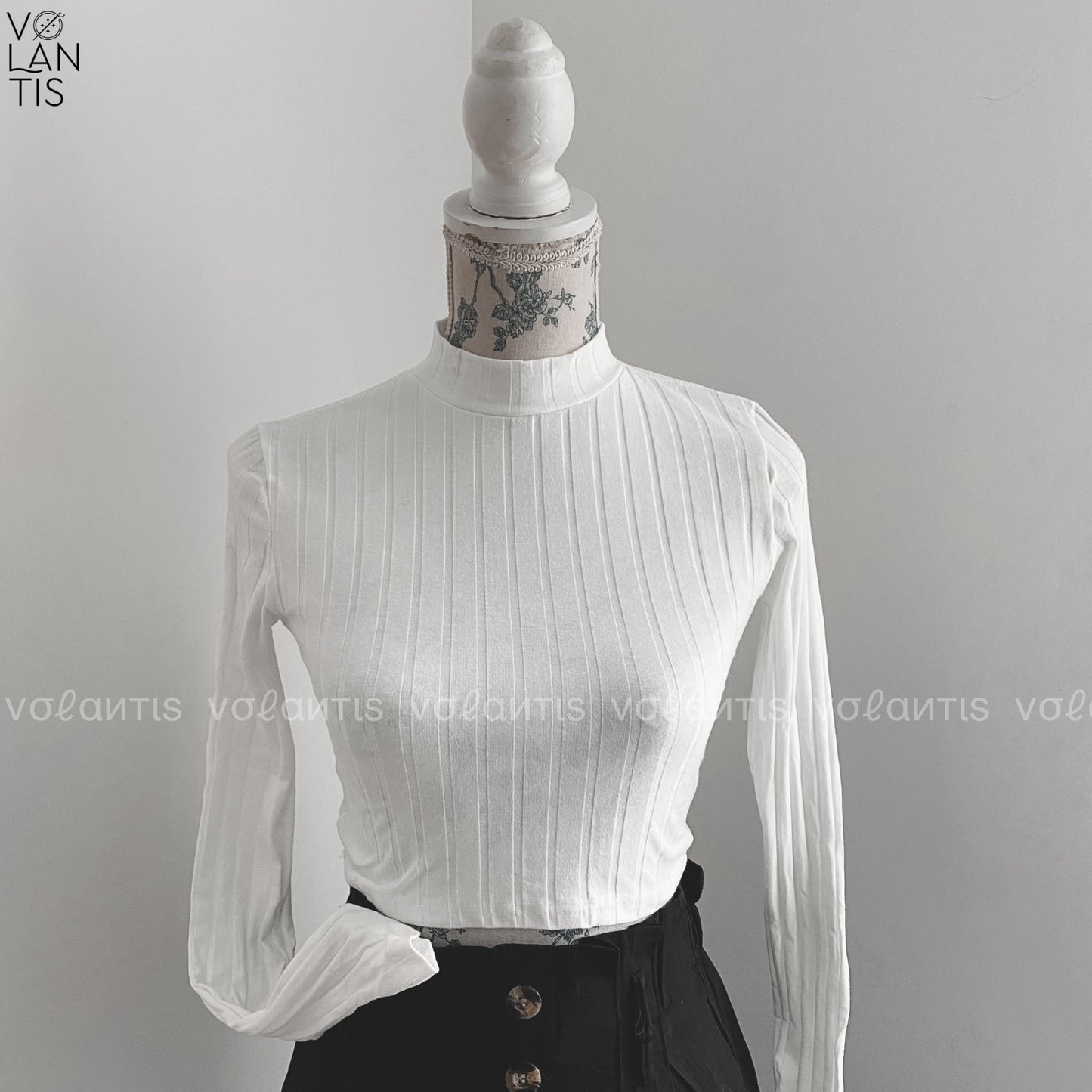 Crop cuello medio manga larga