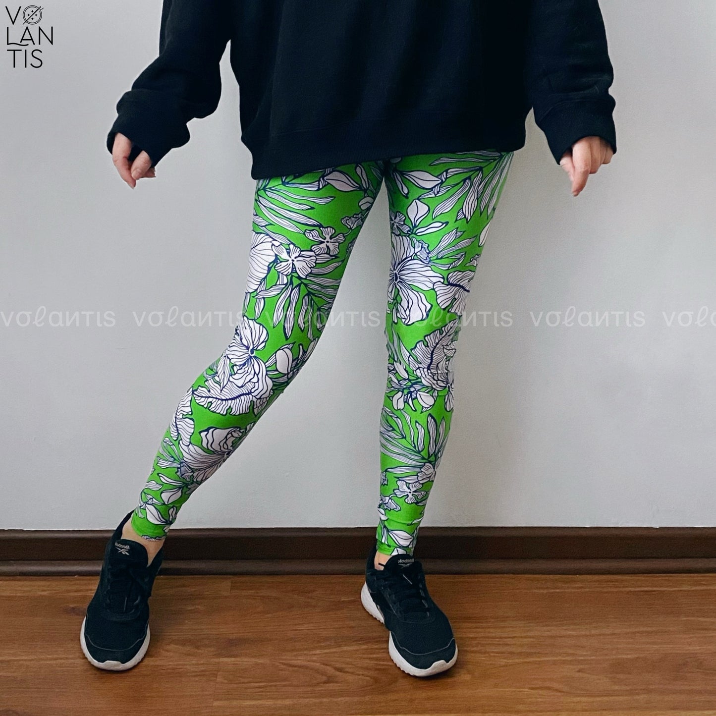 Calza Lycra Dupont Hojas fondo verde