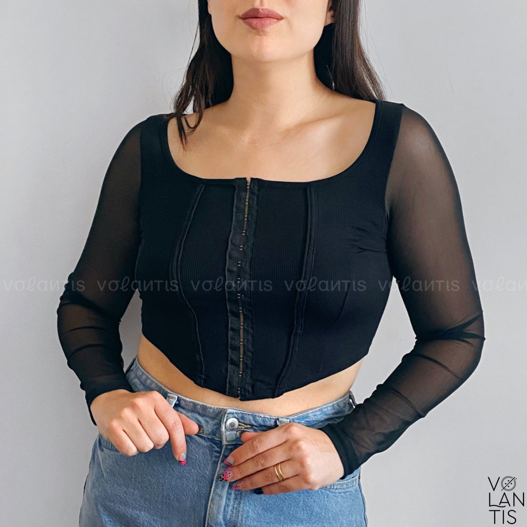 Crop Corset manga translúcida