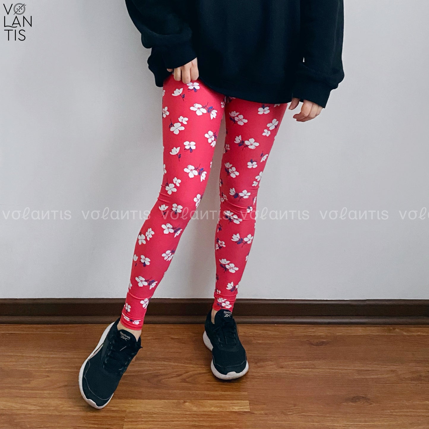 Calza Lycra Dupont Flores fondo sandía