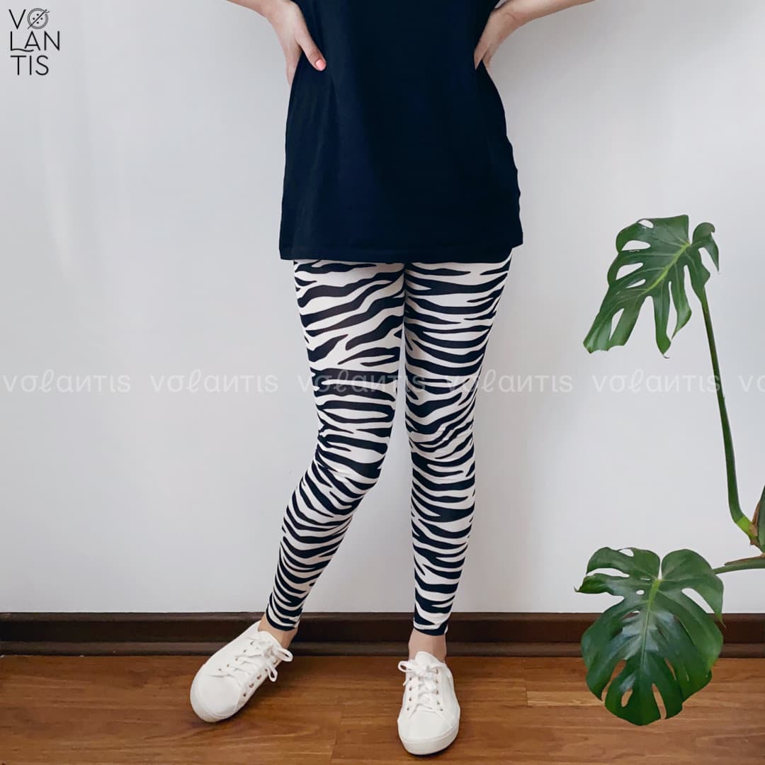 Calza Lycra Dupont zebra black and white