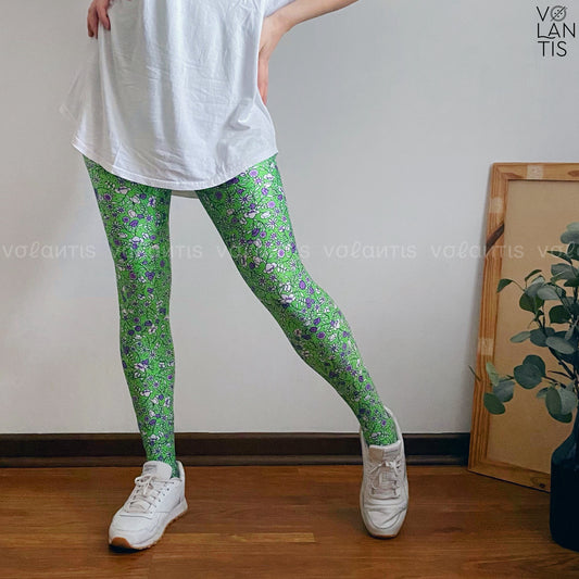 Calza Lycra Dupont Flores lila